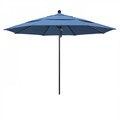 California Umbrella 11' Black Aluminum Market Patio Umbrella, Olefin Frost Blue 194061333648